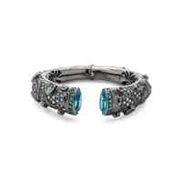 SYNTHETIC BLUE AND WHITE STONE CUFF BRACELET