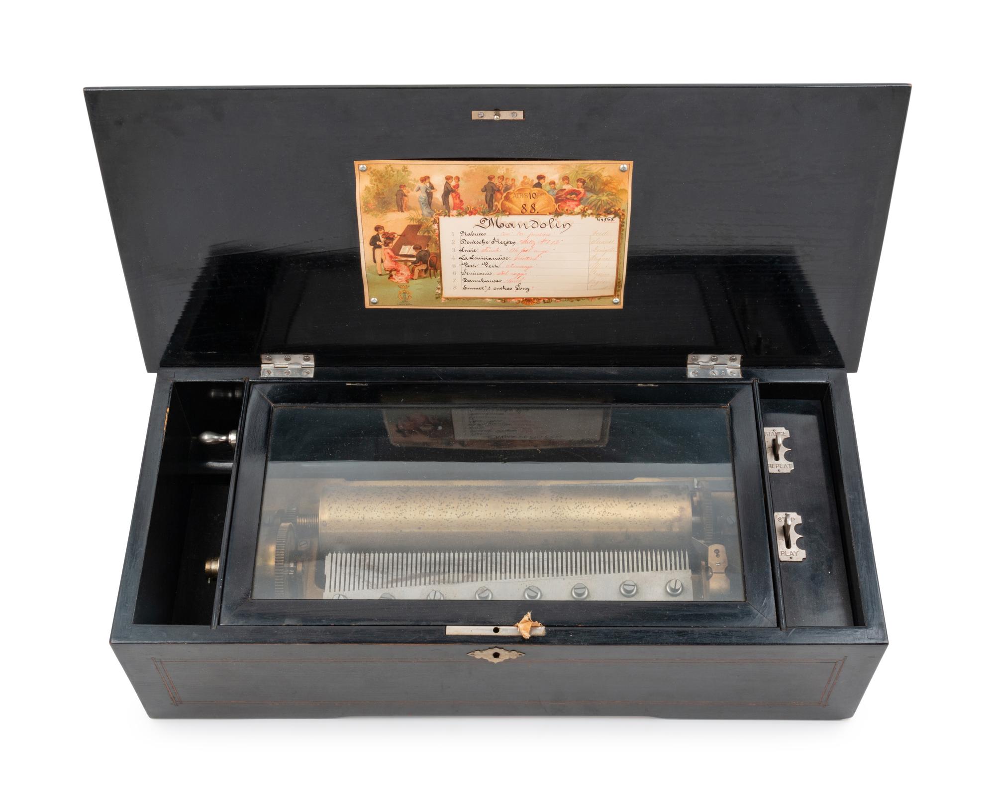 A Swiss Marquetry Cylinder Music Box