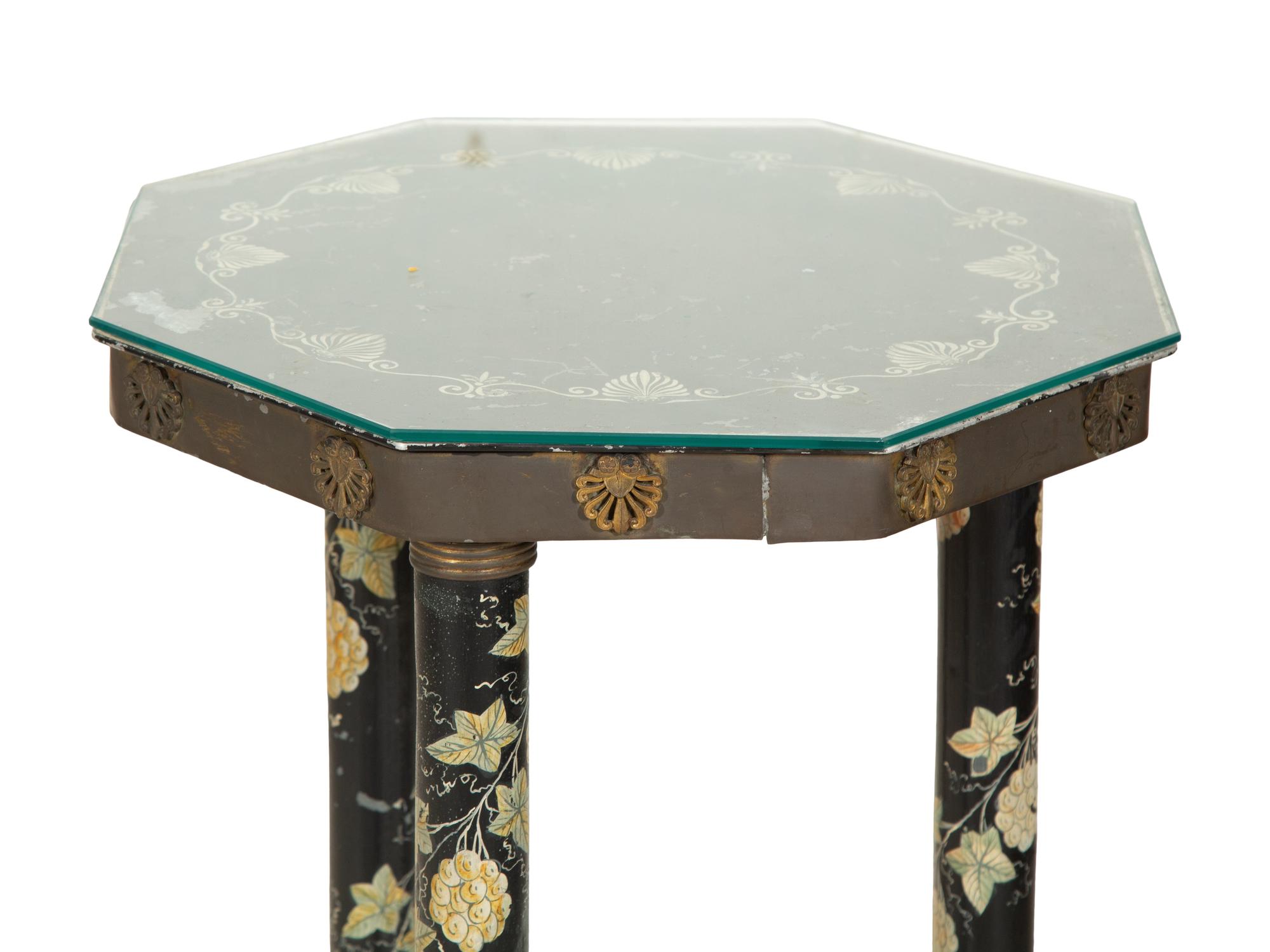 An English Painted Tole Octagonal Side Table