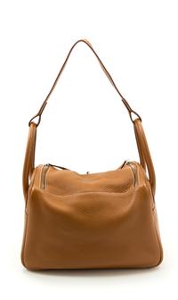 An Hermès Gold Clemence Lindy 30 Handbag, 12" x 7.5" x 6"; Strap drop: 12".
