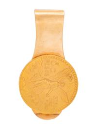 A 14 Karat Yellow Gold Mexican 50 Peso Gold Coin Money Clip,