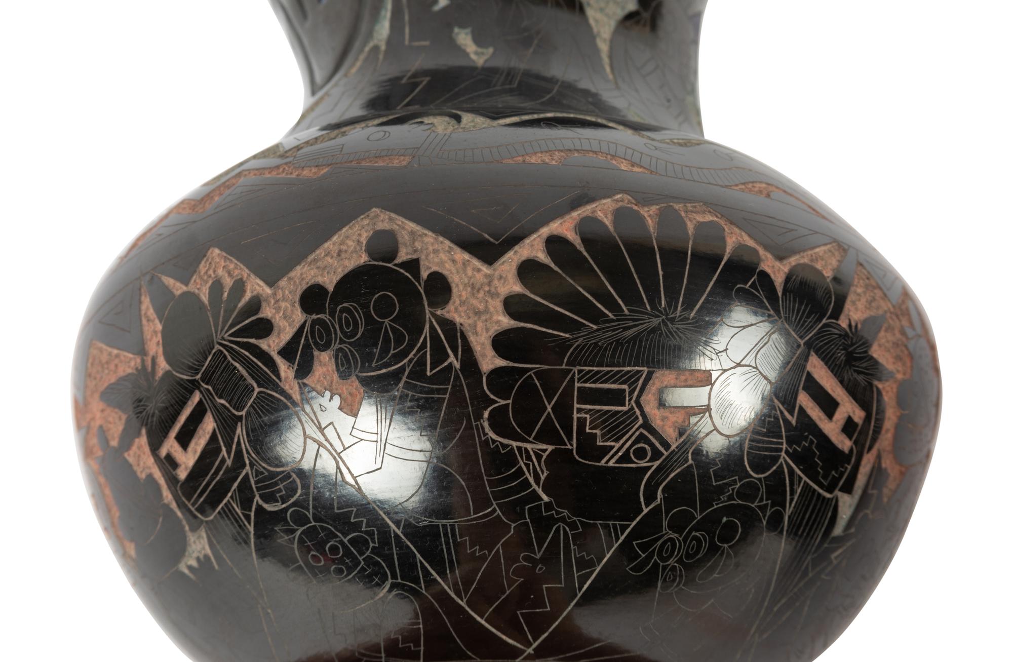 Pueblo Blackware Sgraffito Pottery