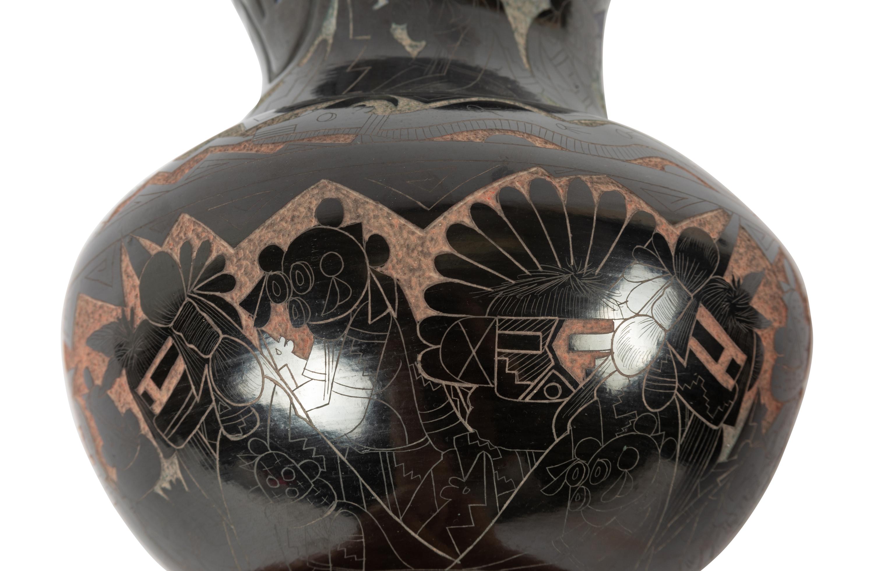 Pueblo Blackware Sgraffito Pottery
