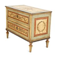 A Louis XVI Style Painted Pine Two Drawer Commode