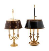 Two Empire Style Brass Bouillotte Lamps