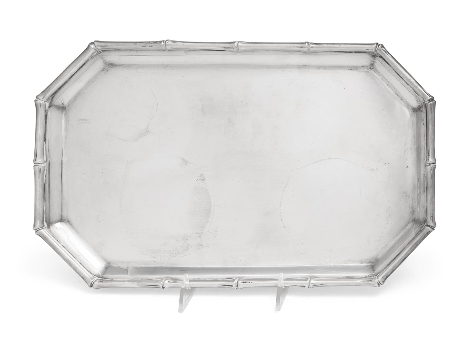 A Tiffany and Co. Bamboo Silver Serving Tray