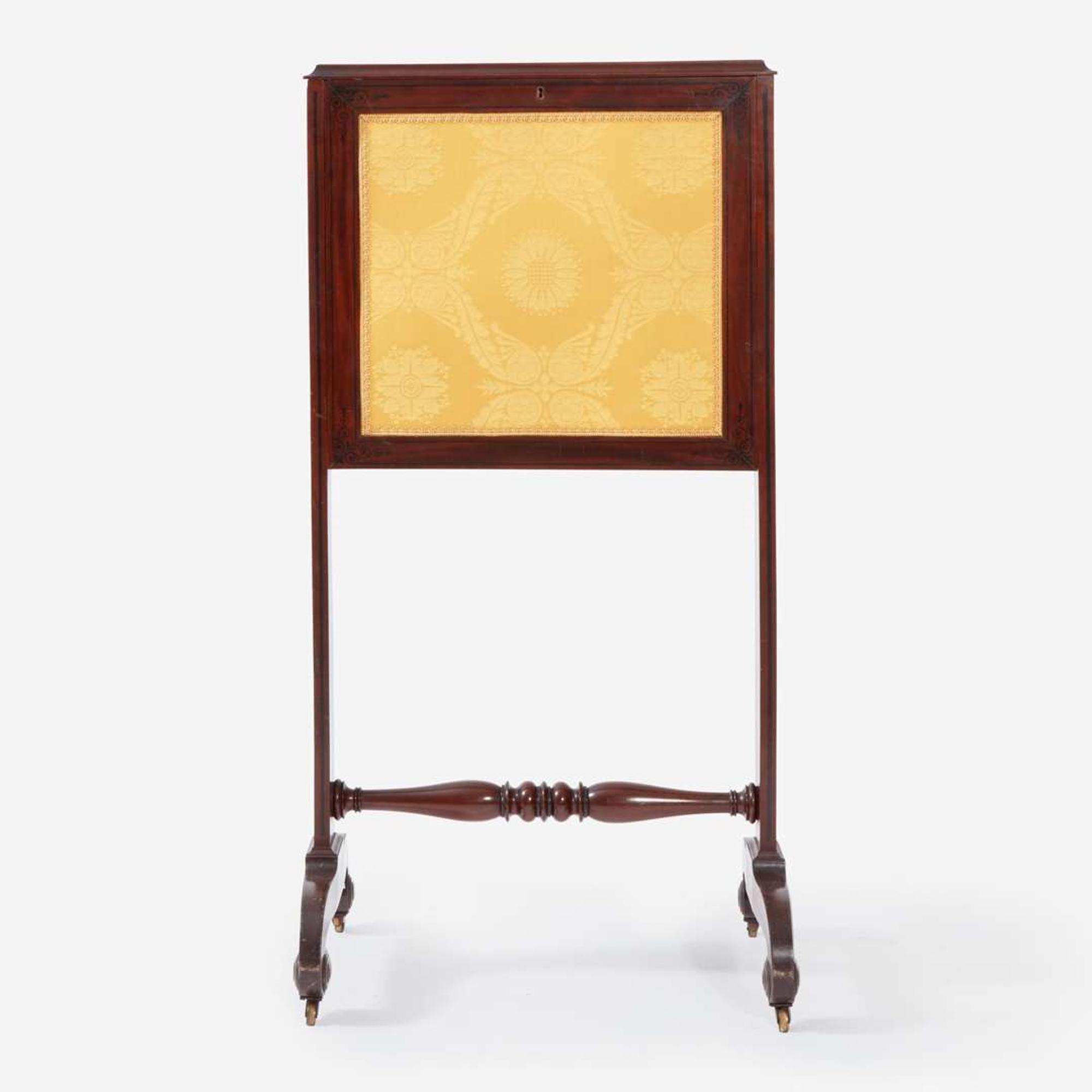 A Regency Ebony String Inlaid Mahogany Fire Screen Writing Table