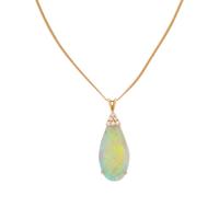 YELLOW GOLD, OPAL, AND DIAMOND NECKLACE