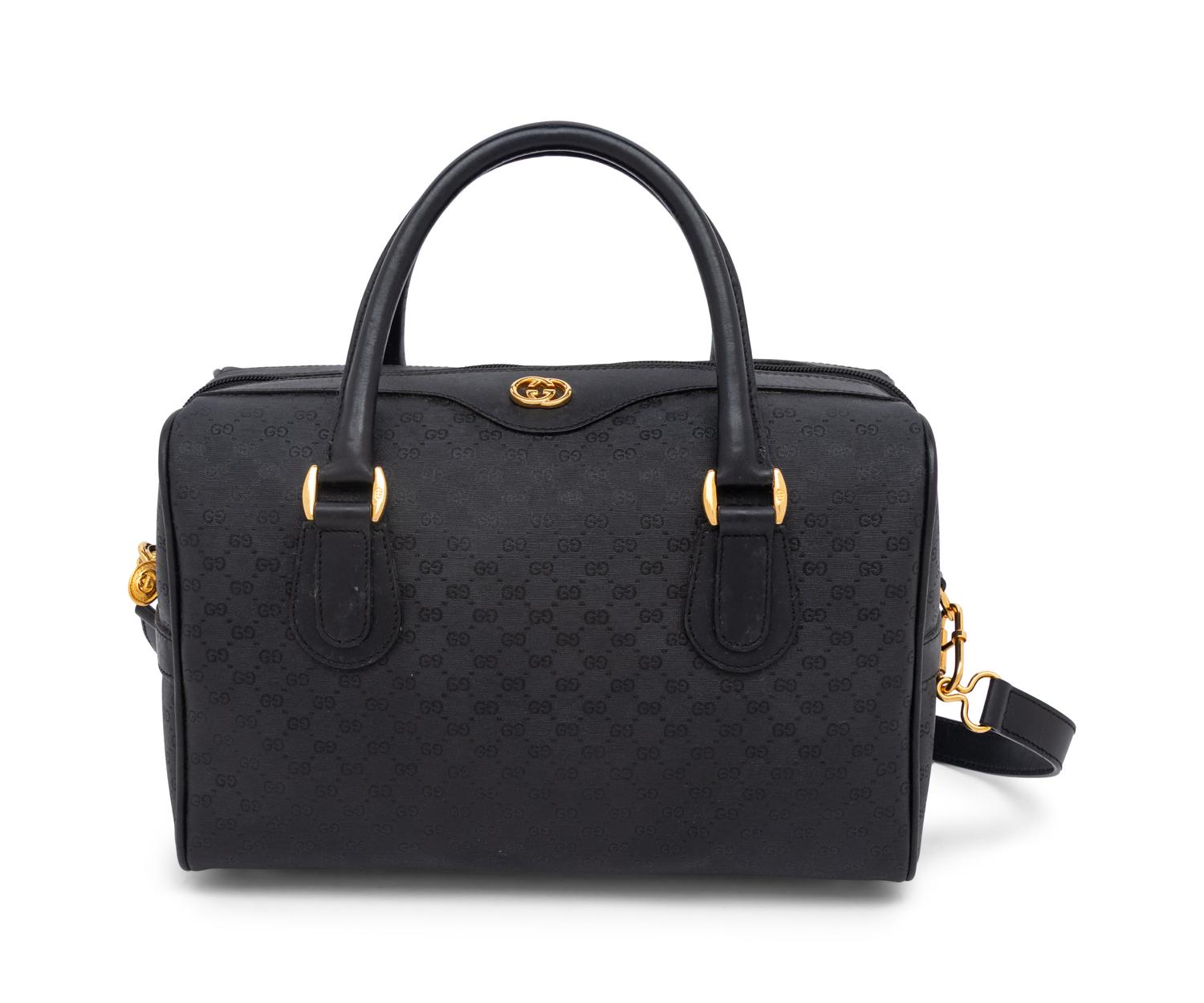 Gucci, Black Monogram Boston Handbag