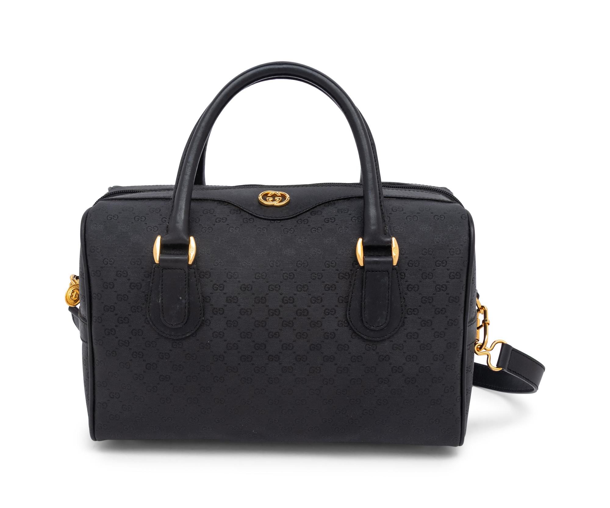 Gucci, Black Monogram Boston Handbag