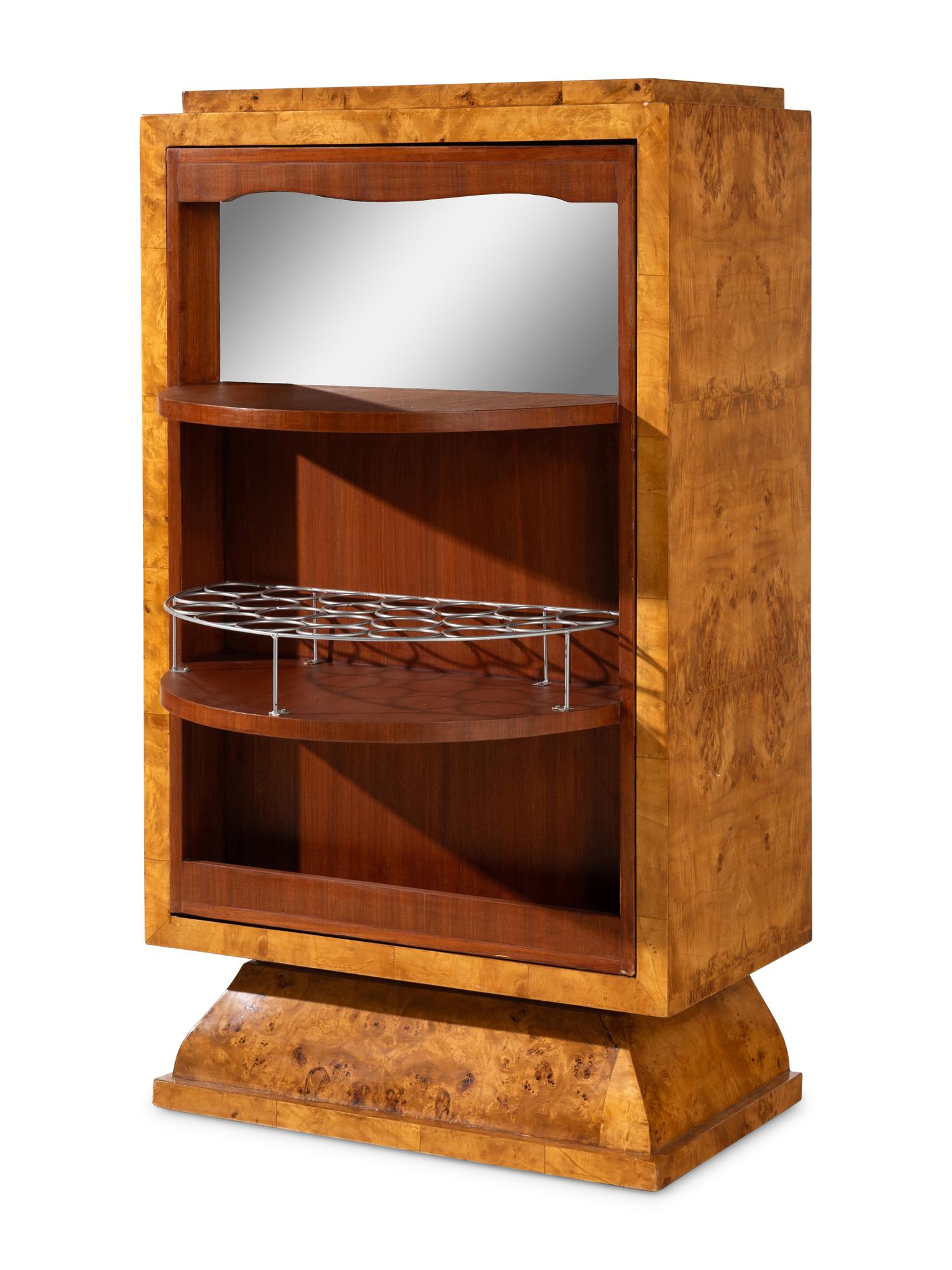 An Art Deco Style Various Woods Inlaid Bar Cabinet