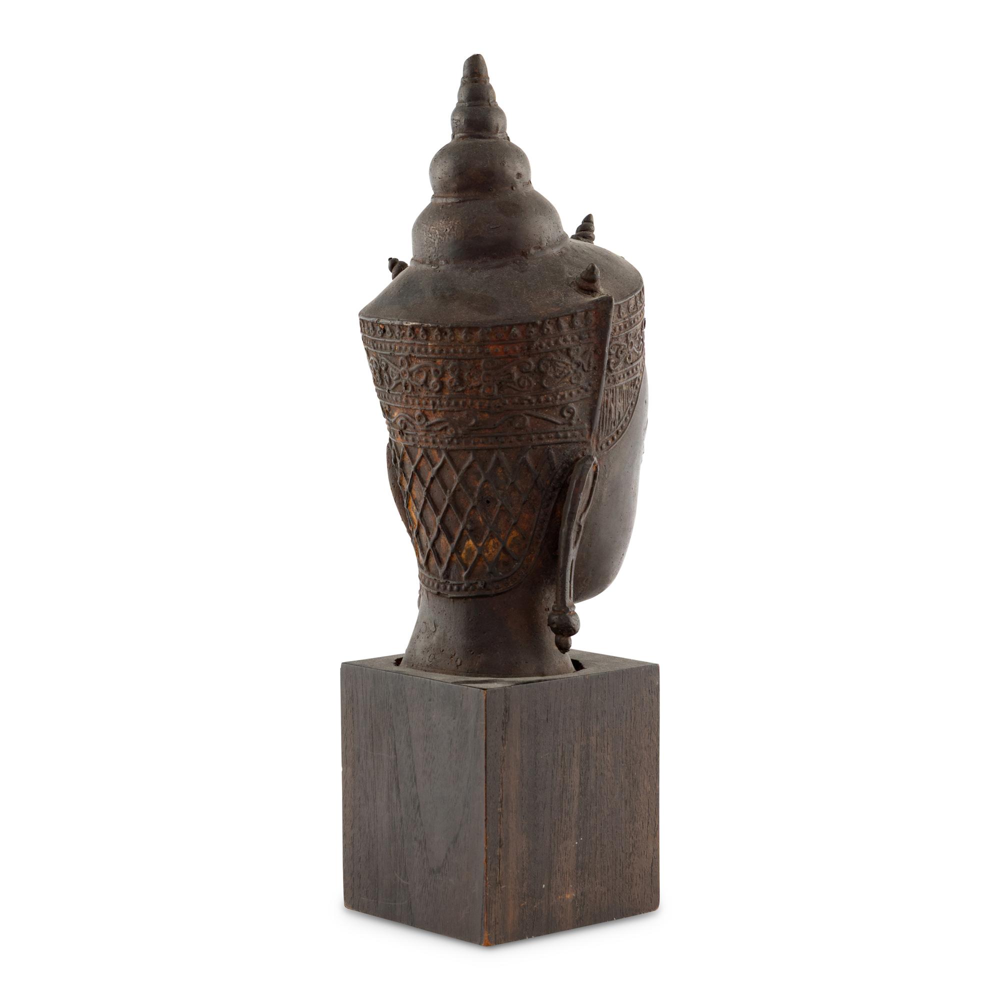 A Thai Style Bronze Head of Buddha