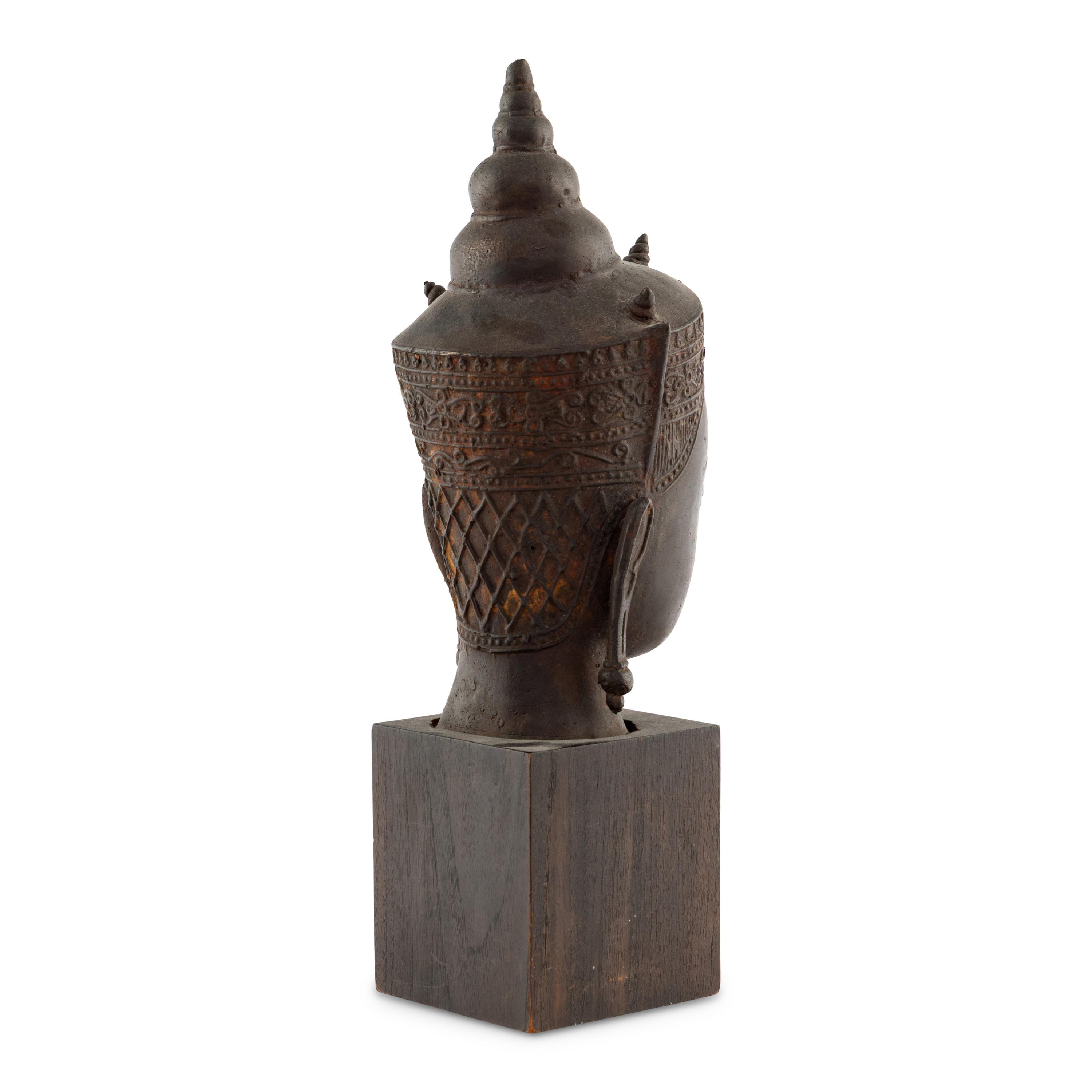 A Thai Style Bronze Head of Buddha