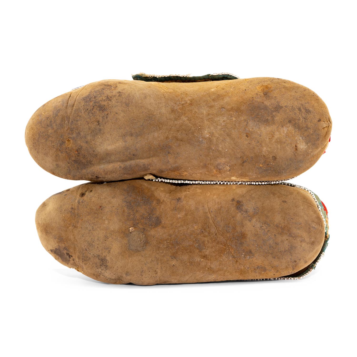 Delaware Beaded Hide Moccasins, with Ribbonwork