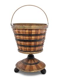An English Brass Mounted Parcel Ebonized Pail