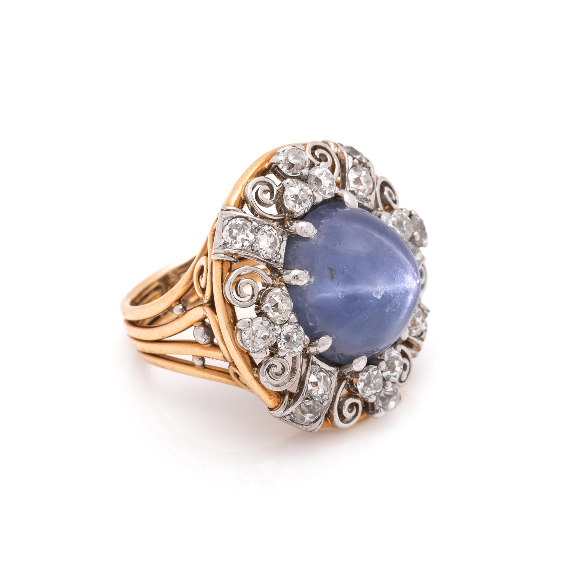 STAR SAPPHIRE AND DIAMOND RING