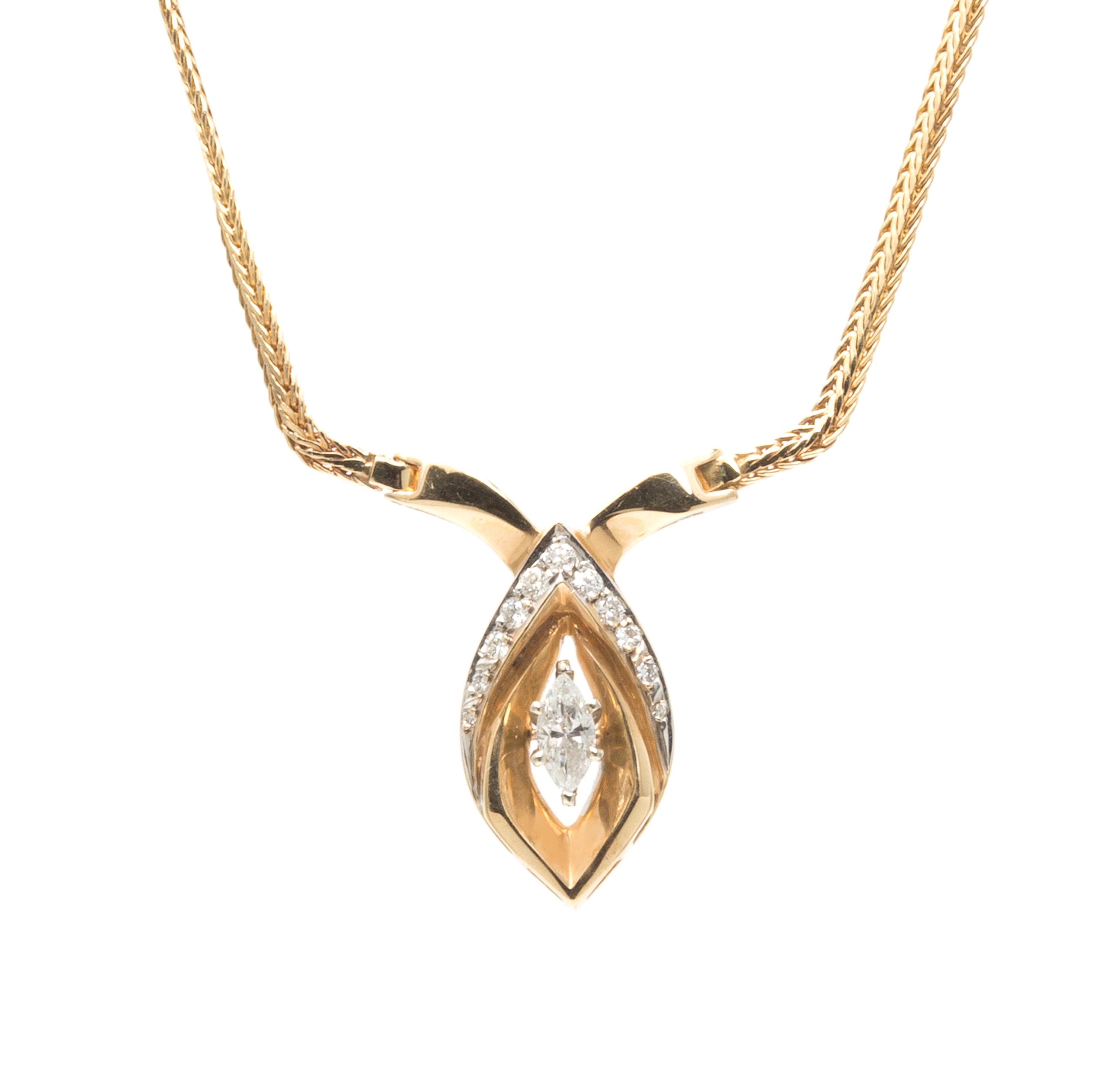 A 14 Karat Yellow Gold and Diamond Necklace, 10.60 dwts.
