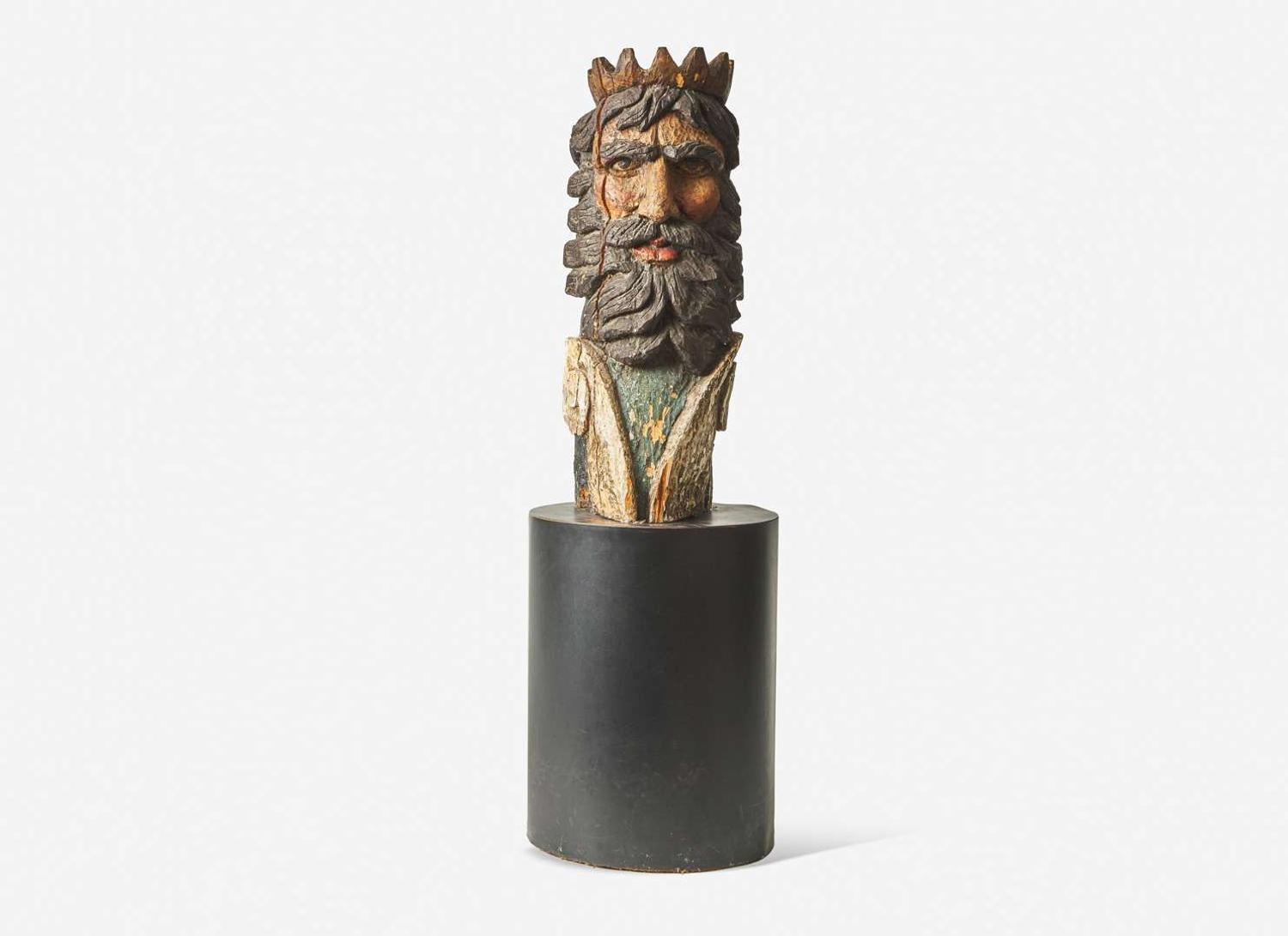 An English carved and painted ship's figurehead of Poseidon, 19th century