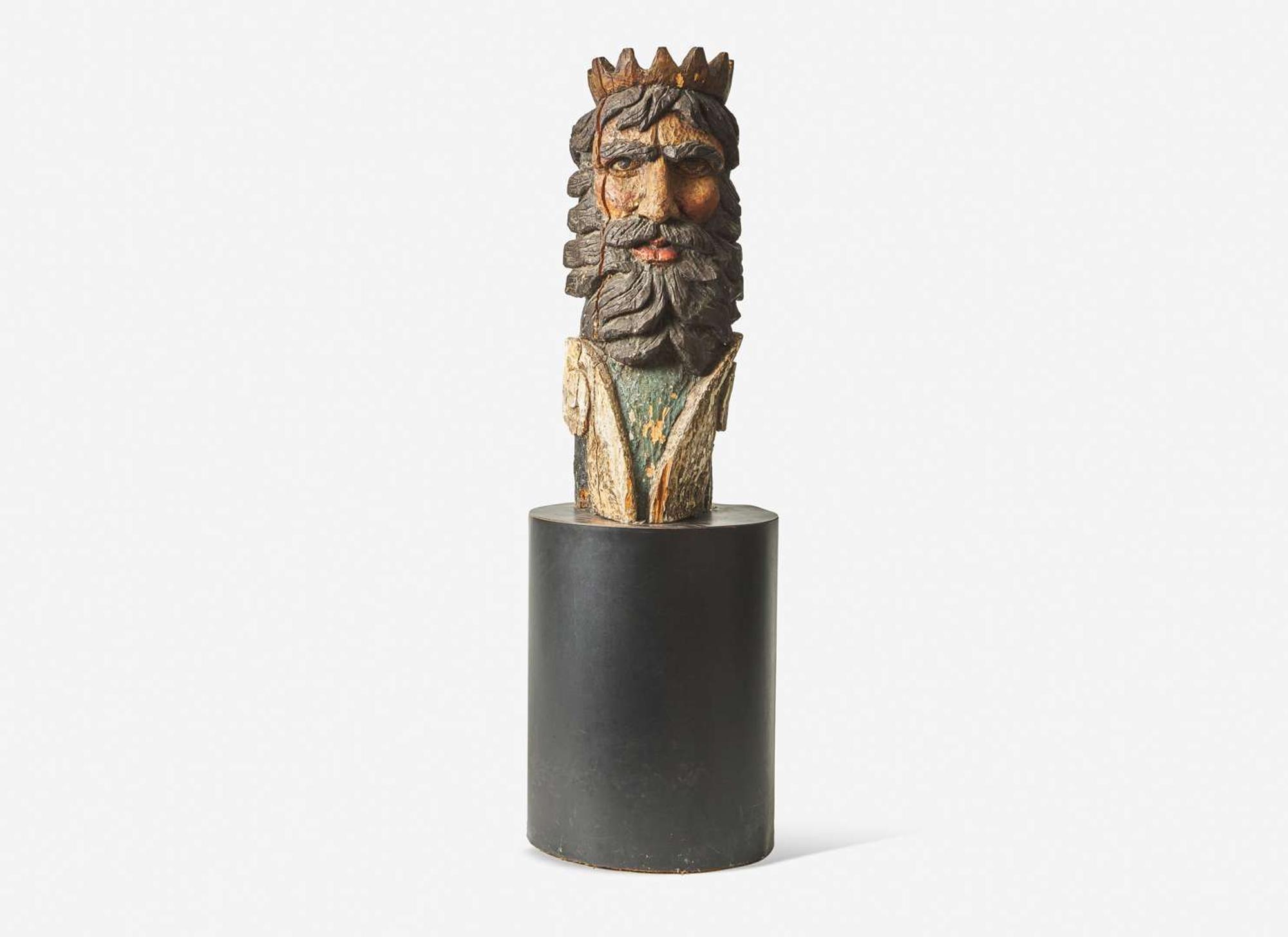 An English carved and painted ship's figurehead of Poseidon, 19th century