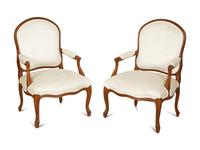 A Pair of Louis XV Style Beechwood Fauteuils
