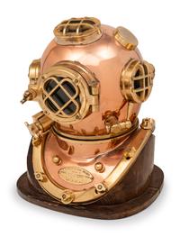 A Replica US Navy Brass and Copper Diving Helmet