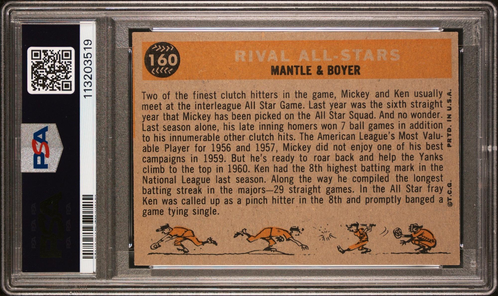 A 1960 Topps Mickey Mantle Signed Autograph Baseball Card No. 160 (PSA 10 AUTO)
