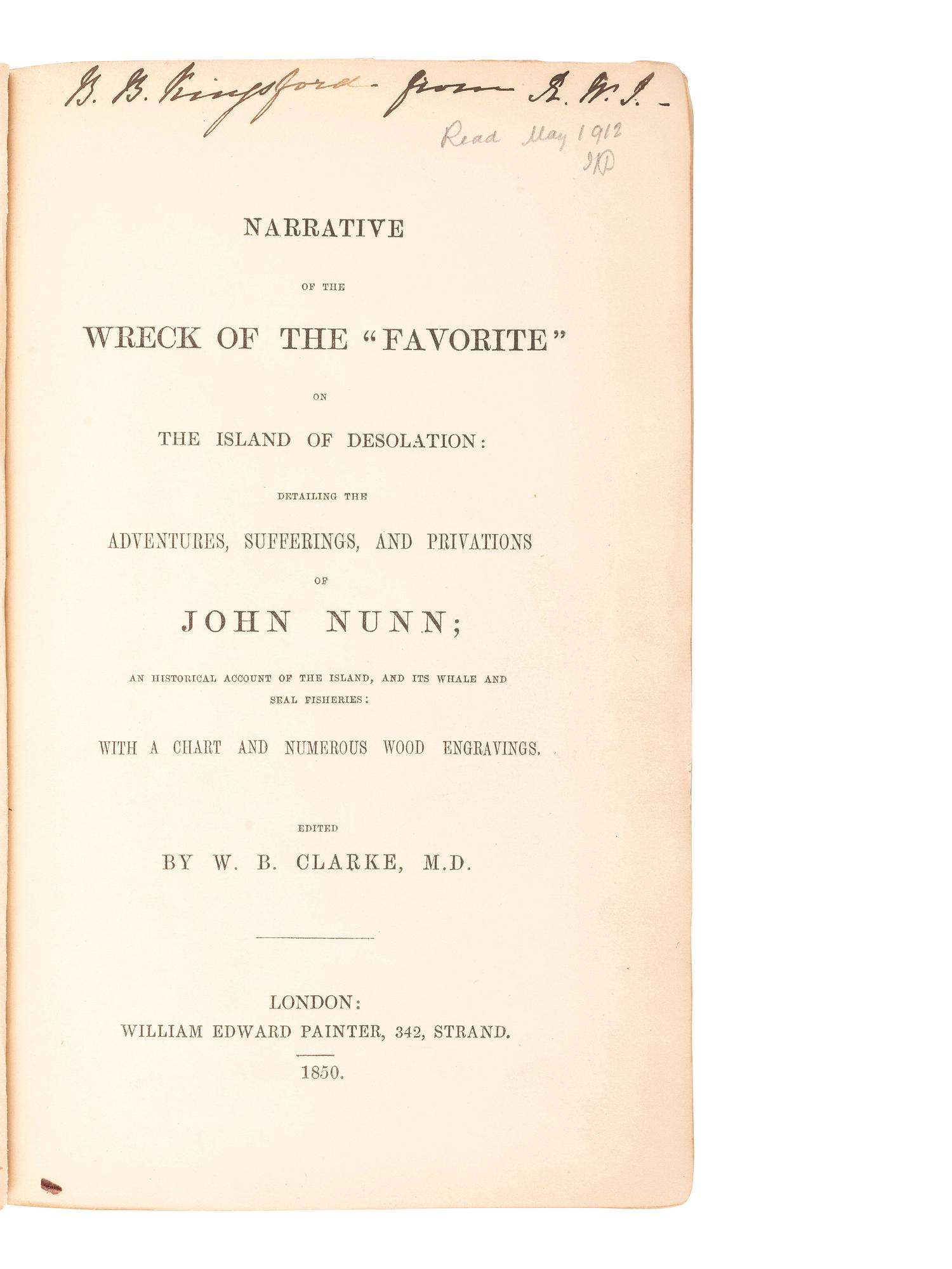 [SHIPWRECK] -- [NUNN, John].