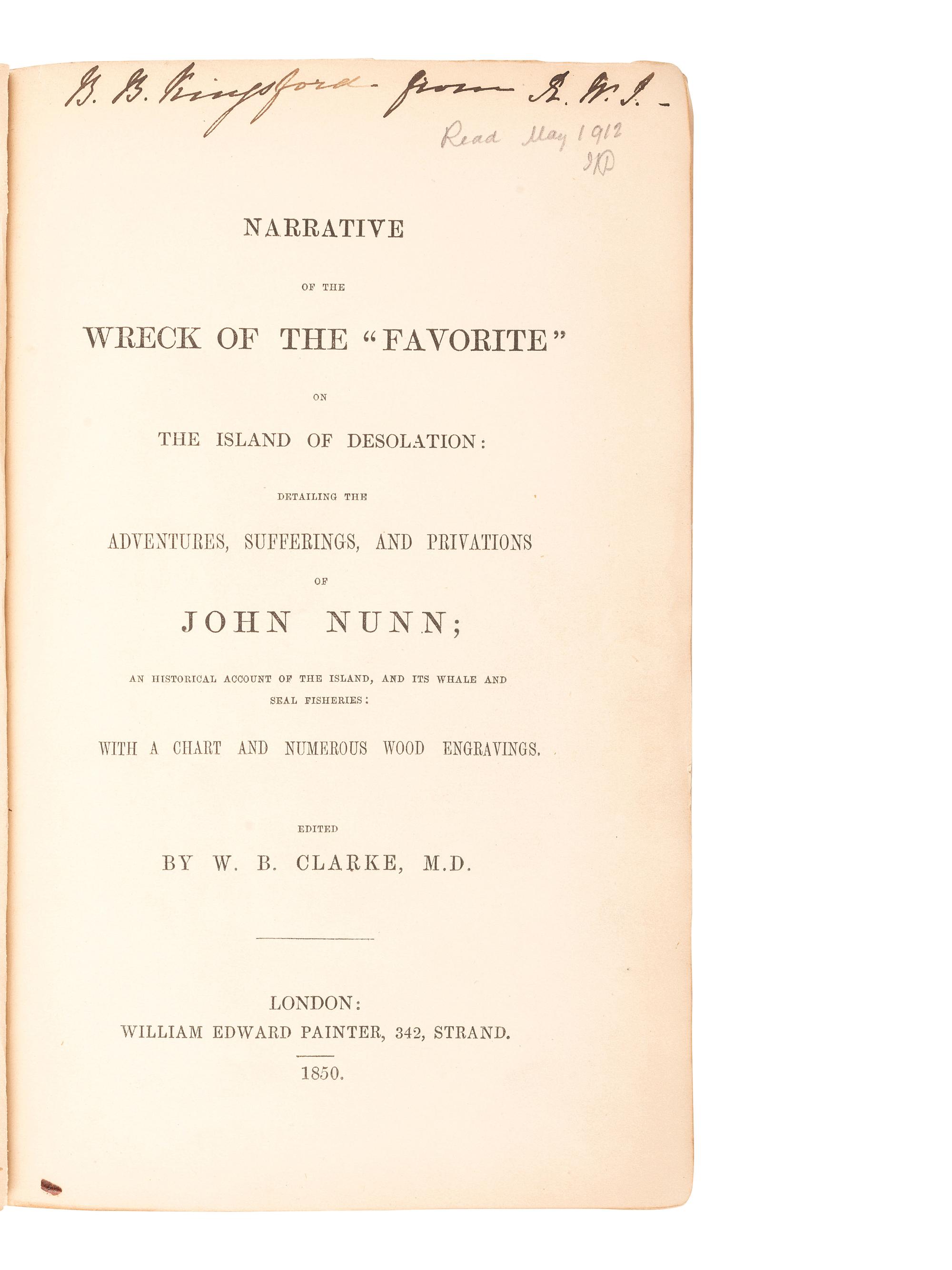 [SHIPWRECK] -- [NUNN, John].