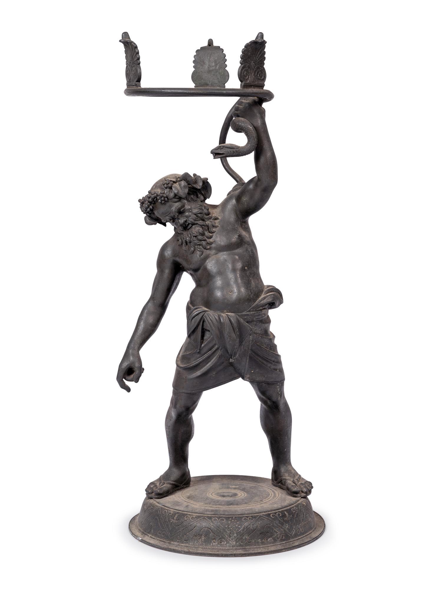 A Grand Tour Bronze Figure of Silenus Wrestling a Serpent