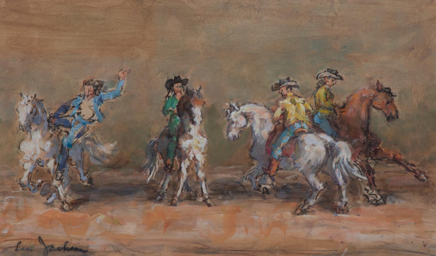 Lee Jackson, (American, 1909-2002) — Trick Riders (Rodeo), circa 1980
