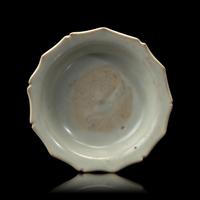 A Small Chinese White Glazed Barbed Dish, Yuan Dynasty 元 白釉花口碟