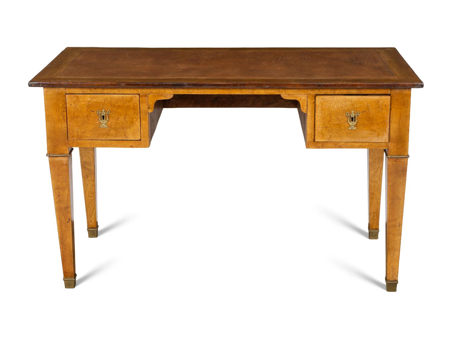 A Directoire Burl Walnut Bureau Plat