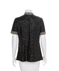 DePaul Black Beaded Knit Top, 1960-70s Size label: Medium