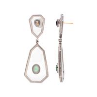 ROCK CRYSTAL, EMERALD, SAPPHIRE AND DIAMOND EARRINGS