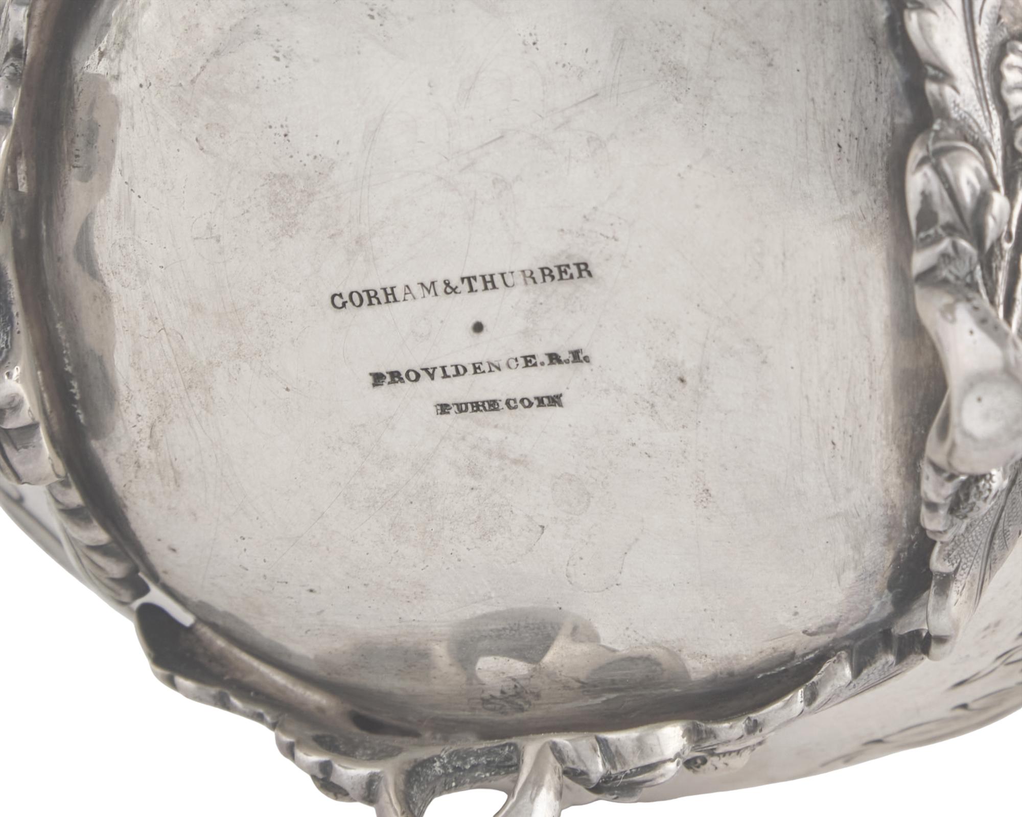 A Coin Silver Floral Repousse Covered Milk Jug and Covered Sugar Dish, Gorham Thurber (active 1850-1852), Providence, RI, 1850-1852