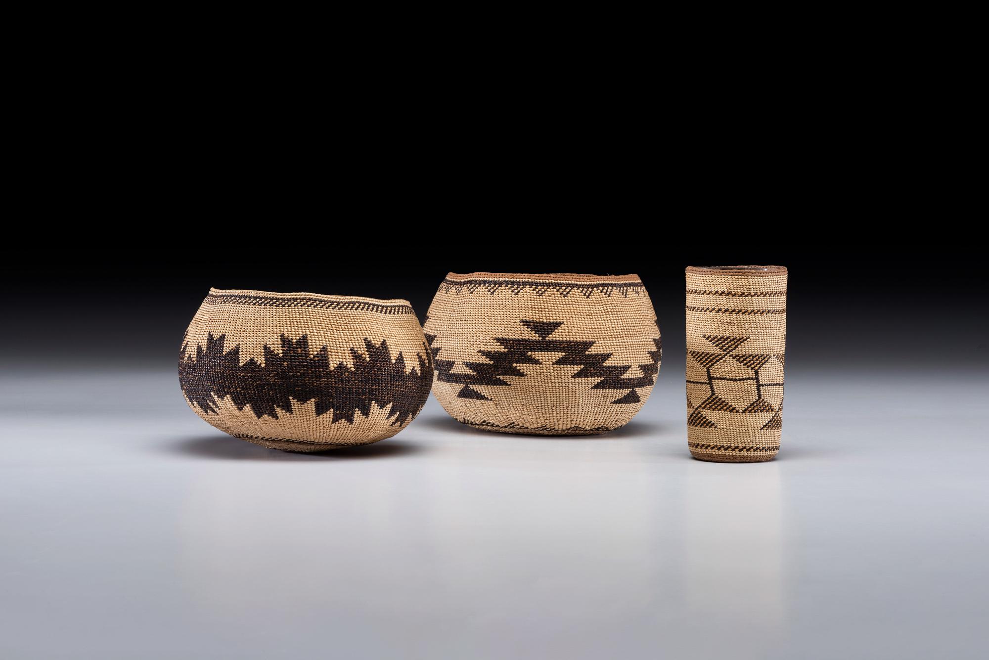 Basketry Bowls and Covered Bottle