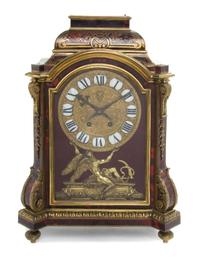 A Napoleon III Boulle Marquetry Mantel Clock Height 20 inches. — MOVEMENT BY JAPY FRERES