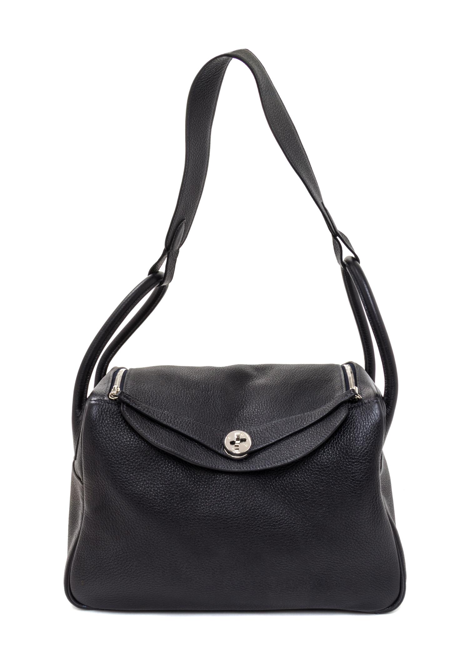 An Hermes Graphite Taurillon Clemence Lindy 34 Handbag, 13.5" x 8" x 7".