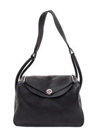 An Hermes Graphite Taurillon Clemence Lindy 34 Handbag, 13.5" x 8" x 7".