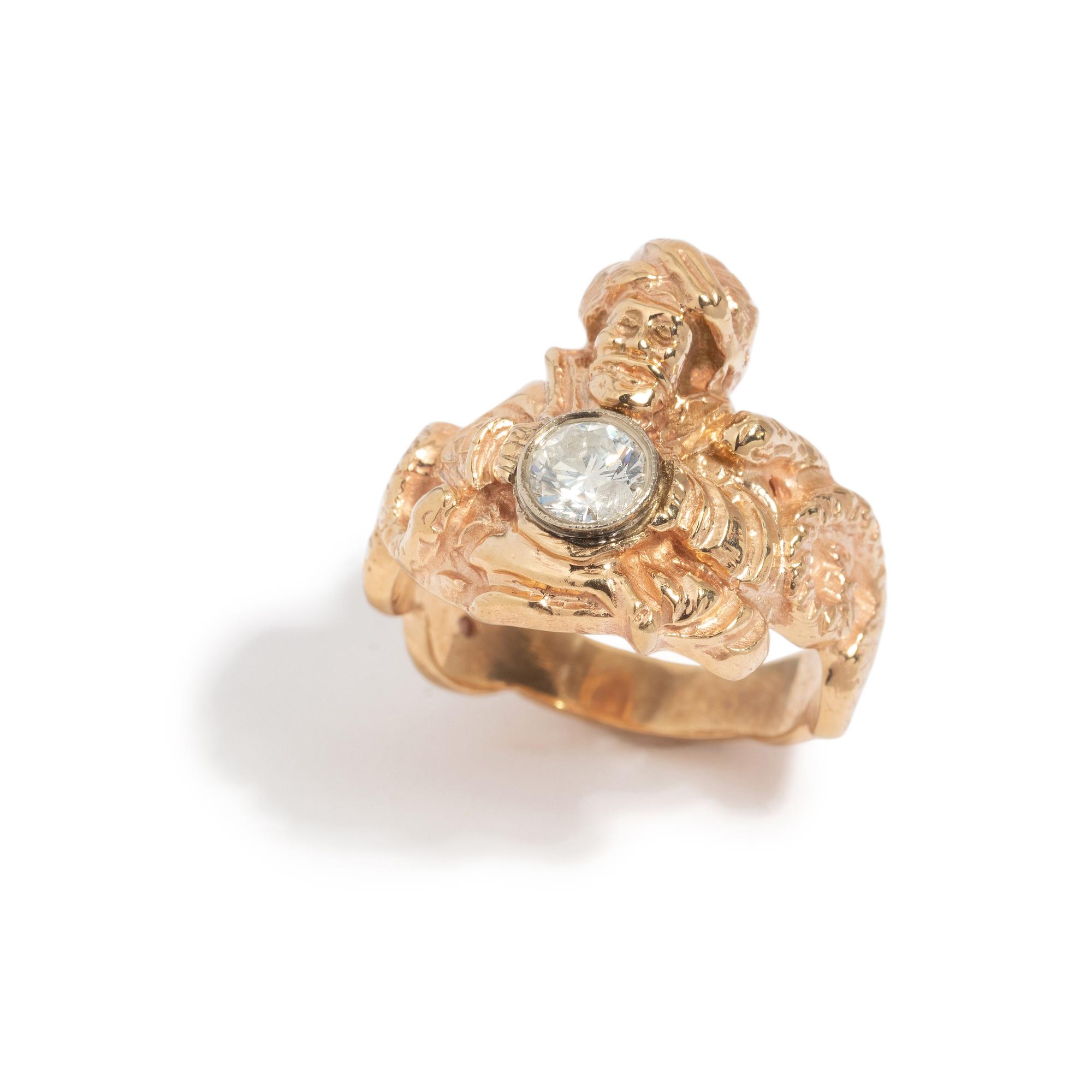ROSE GOLD AND DIAMOND FIGURAL RING