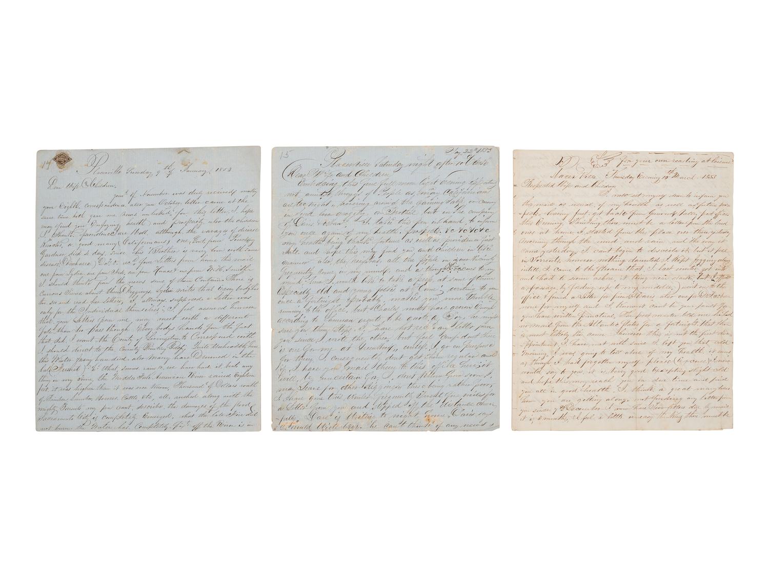 [GOLD RUSH]. Extensive California Gold Rush archive of William J. Jewell (1818-1885) including letters, diaries, and photographs, ca. 1852-1853.