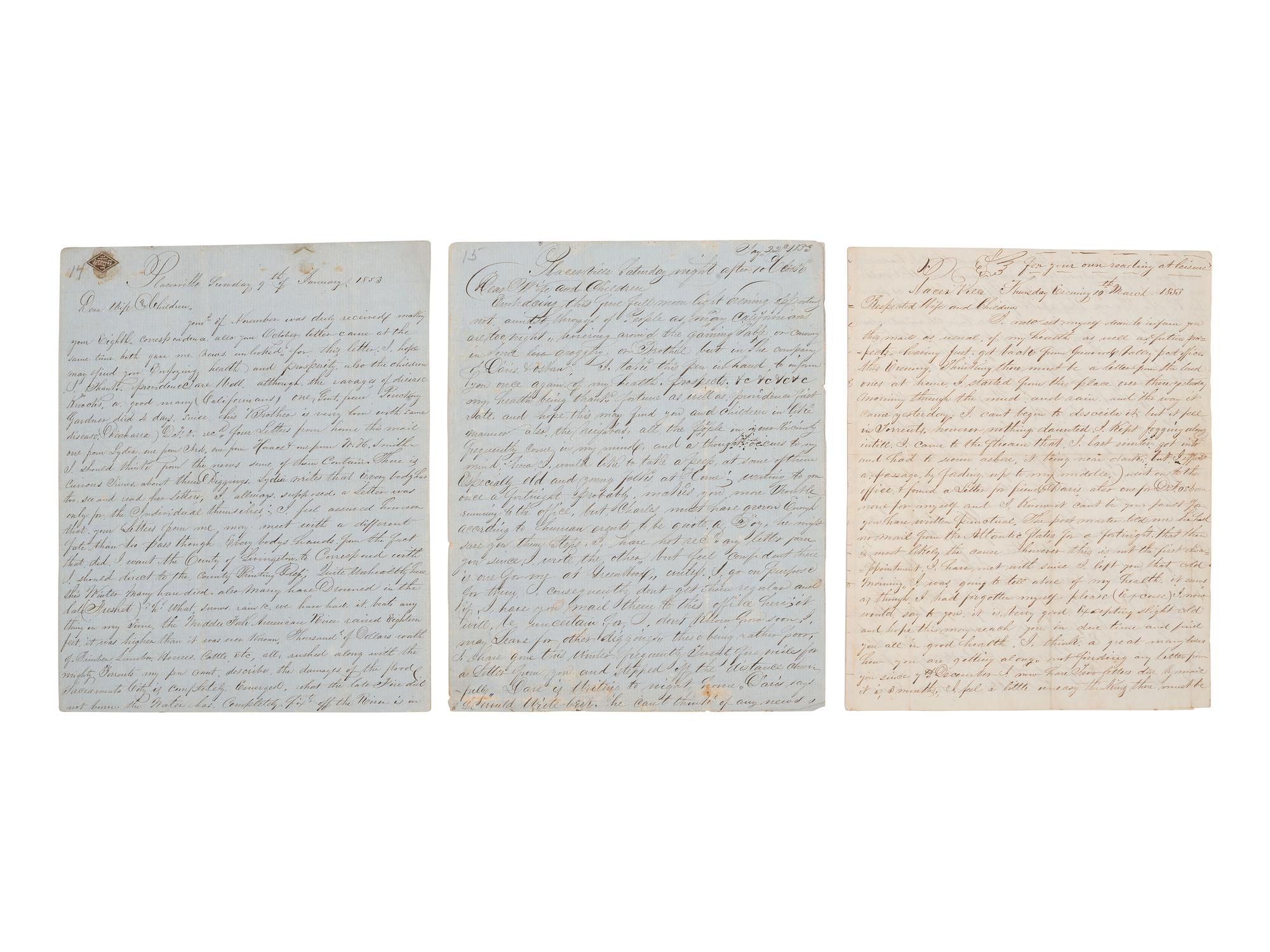 [GOLD RUSH]. Extensive California Gold Rush archive of William J. Jewell (1818-1885) including letters, diaries, and photographs, ca. 1852-1853.