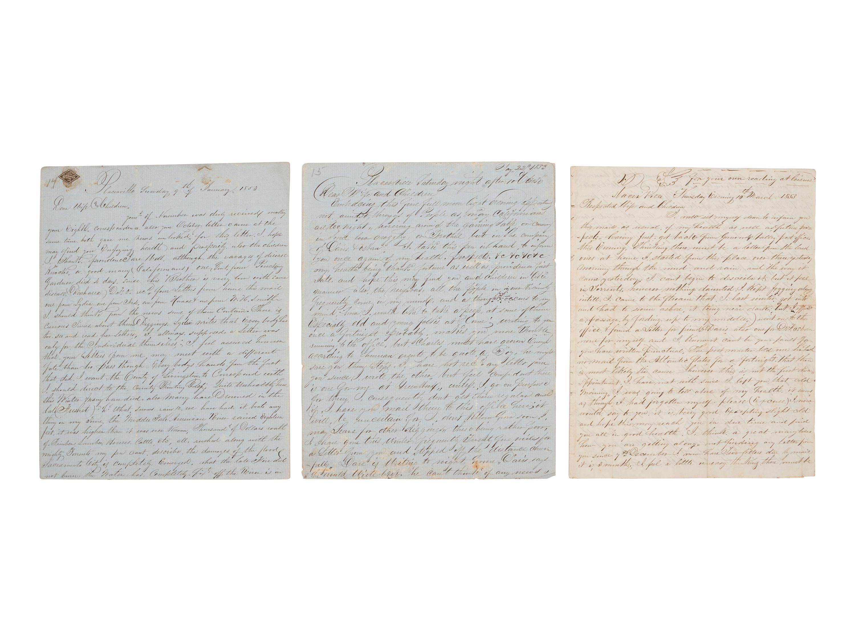 [GOLD RUSH]. Extensive California Gold Rush archive of William J. Jewell (1818-1885) including letters, diaries, and photographs, ca. 1852-1853.