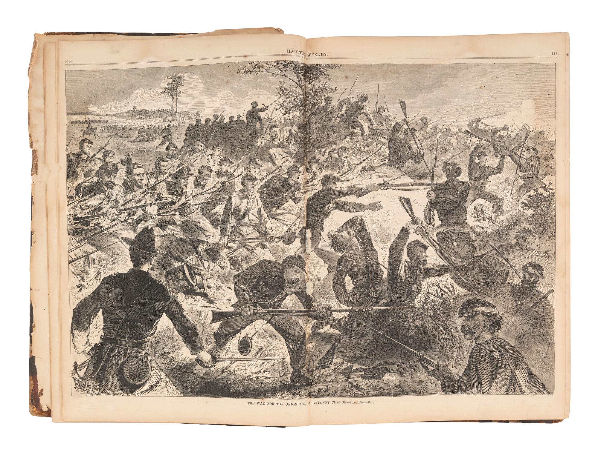 [CIVIL WAR]. Harper's Weekly . A group of 3 bound volumes for 1862 (partial), 1863, and 1864. New York: Harper & Brothers.
