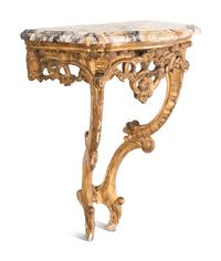 An Italian Giltwood Marble-Top Console Table