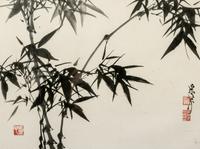 A Group of Four Chinese Bamboo Paintings and Calligraphy