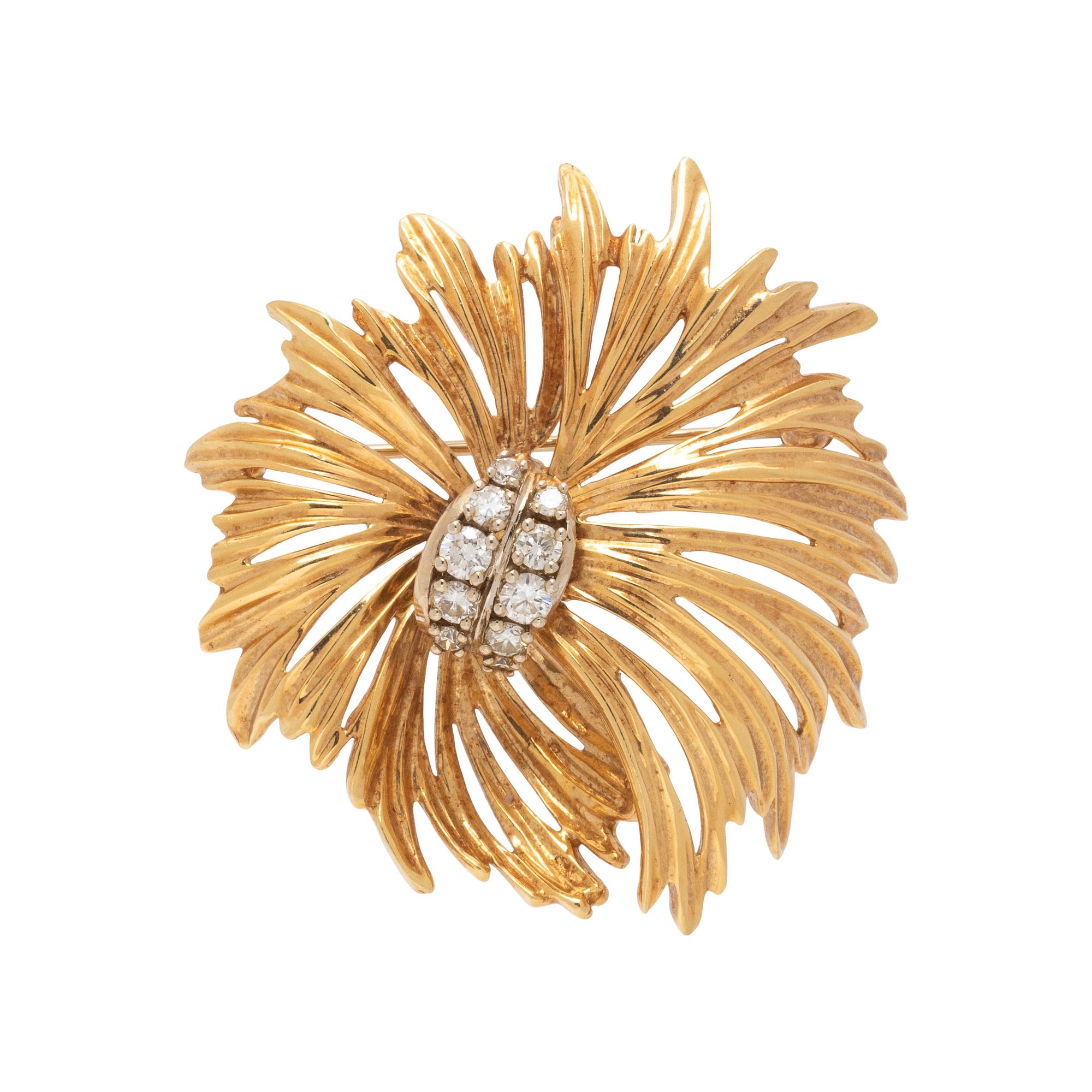 DAN FRERE, DIAMOND AND YELLOW GOLD PENDANT/BROOCH