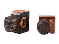 Two Prohibition Era 'John Barleycorn' Folk Art Carved Whiskey Barrels
