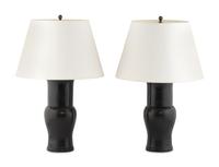 A Pair of Hammered Metal Table Lamps