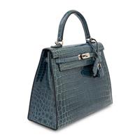 Hermès, Kelly 25 in Bleu Colvert Crocodile with Strap